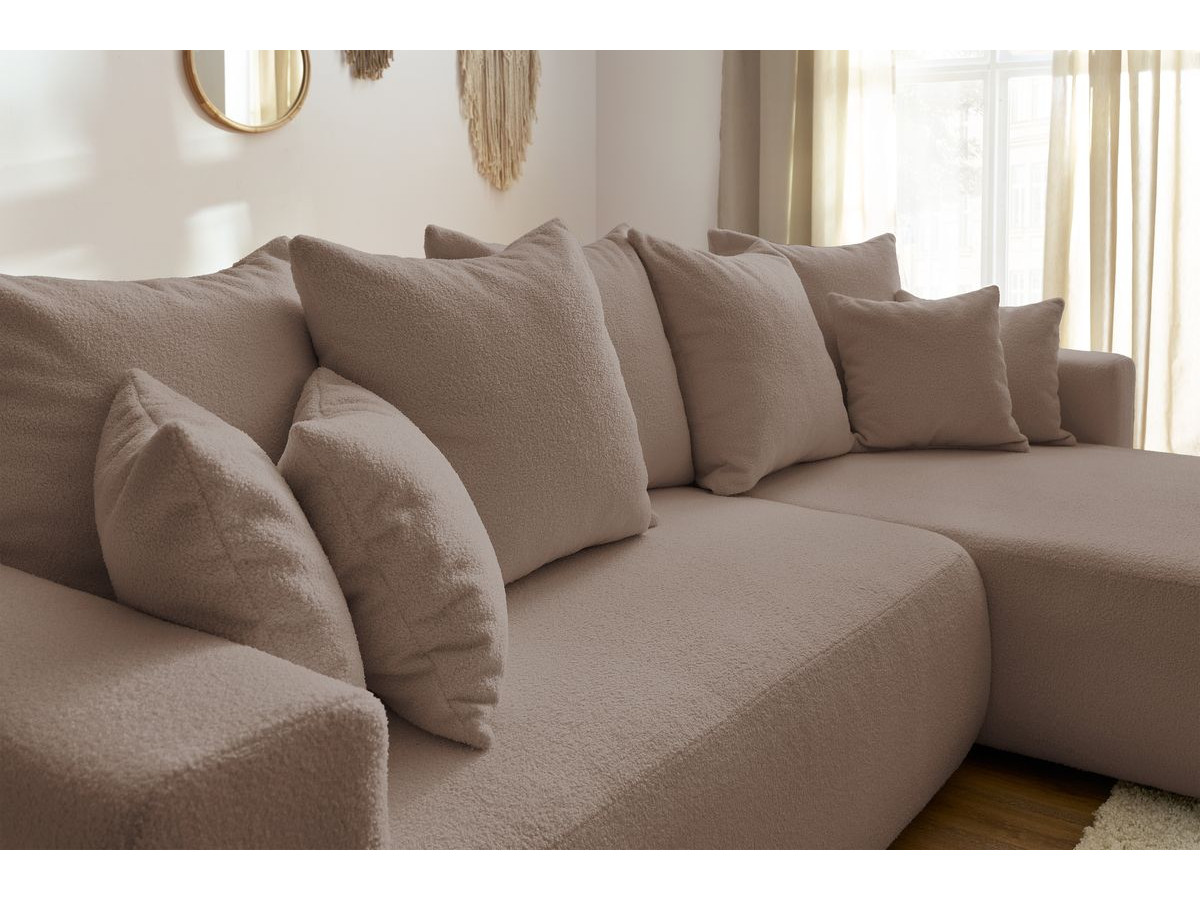Canapé d'angle réversible convertible coffre ENVY tissu bouclette doux