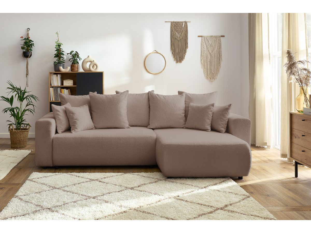 Canapé d'angle réversible convertible coffre ENVY bouclette doux marron — vue 5