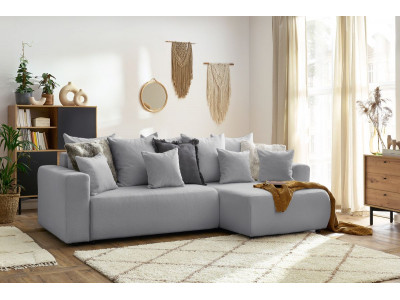 Canapé d'angle réversible convertible coffre ENVY tissu bouclette doux