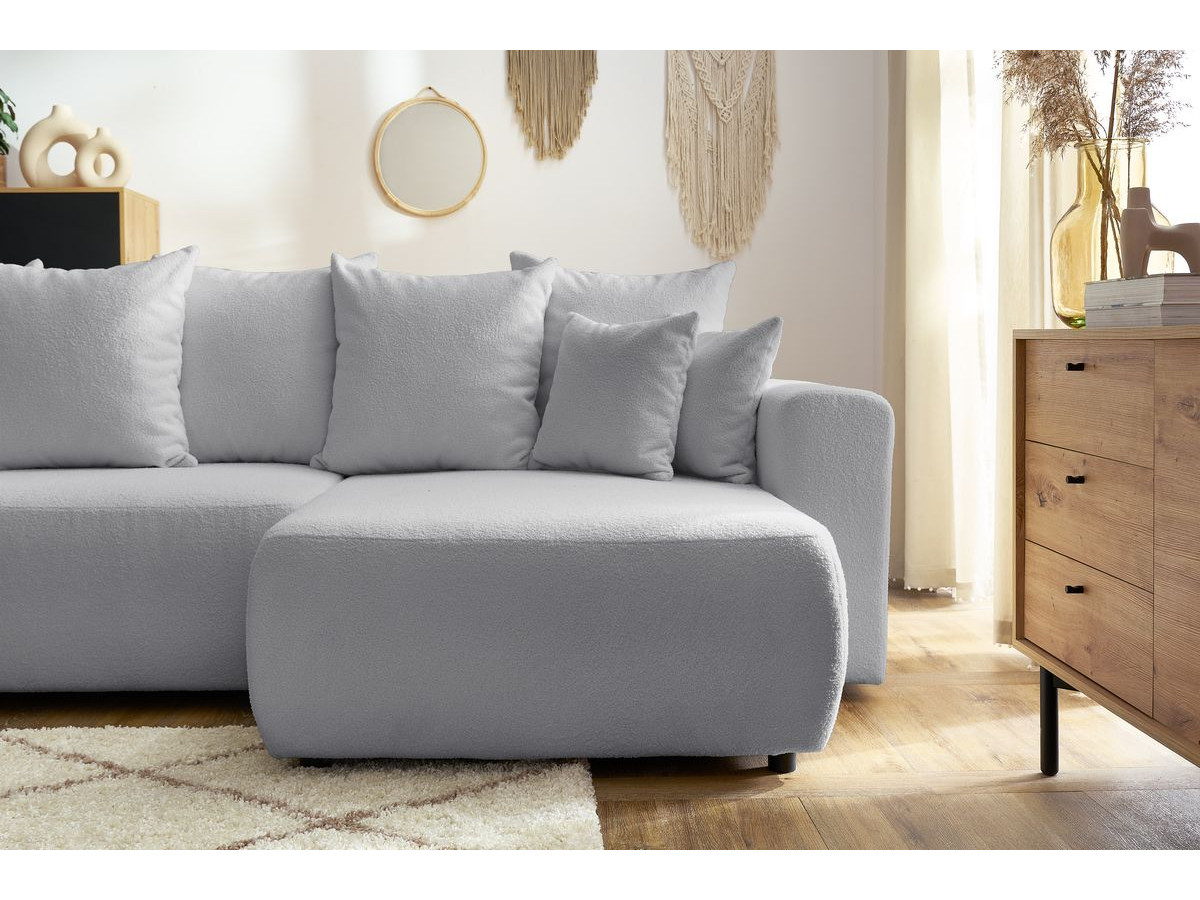 Canapé d'angle réversible convertible coffre ENVY tissu bouclette doux