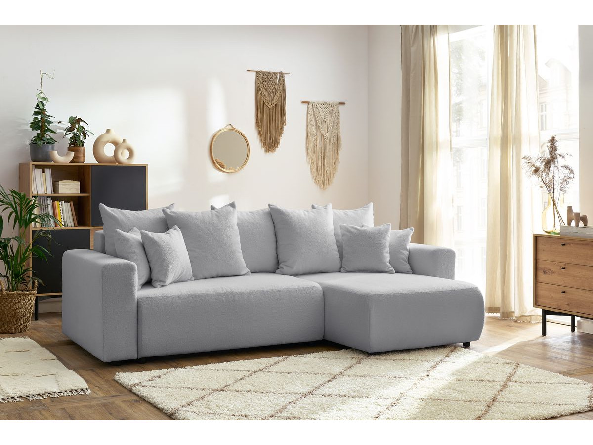 Canapé d'angle réversible convertible coffre ENVY tissu bouclette doux