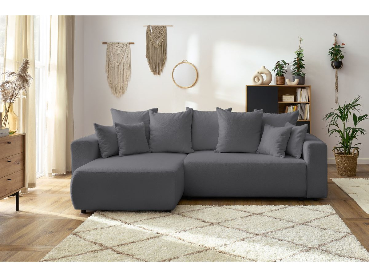Canapé d'angle réversible convertible coffre ENVY tissu bouclette doux