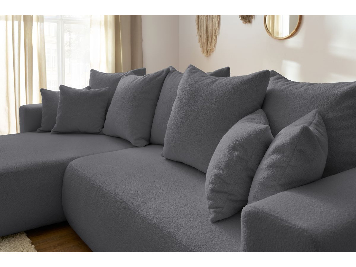 Canapé d'angle réversible convertible coffre ENVY tissu bouclette doux