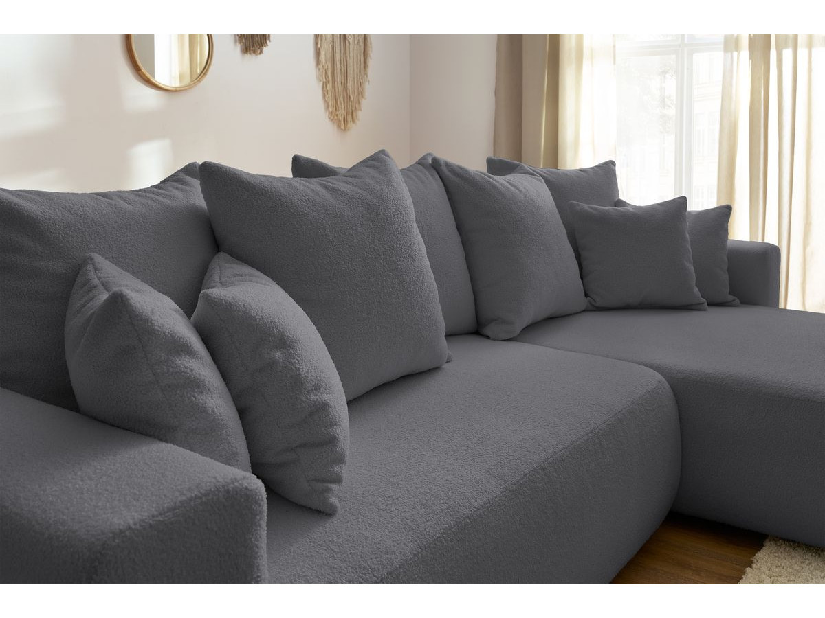 Canapé d'angle réversible convertible coffre ENVY tissu bouclette doux
