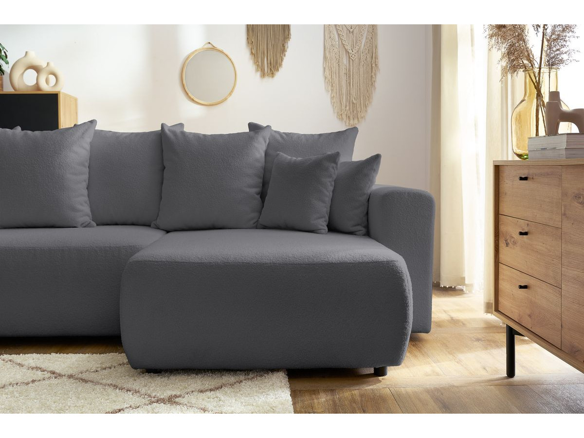 Canapé d'angle réversible convertible coffre ENVY tissu bouclette doux