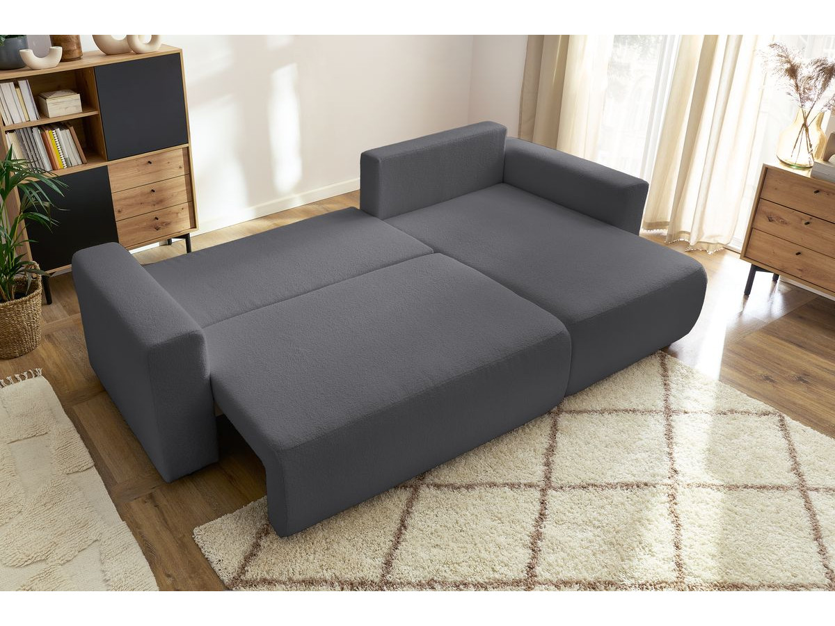 Canapé d'angle réversible convertible coffre ENVY tissu bouclette doux