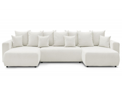 Canapé panoramique convertible coffre ENVY tissu bouclette