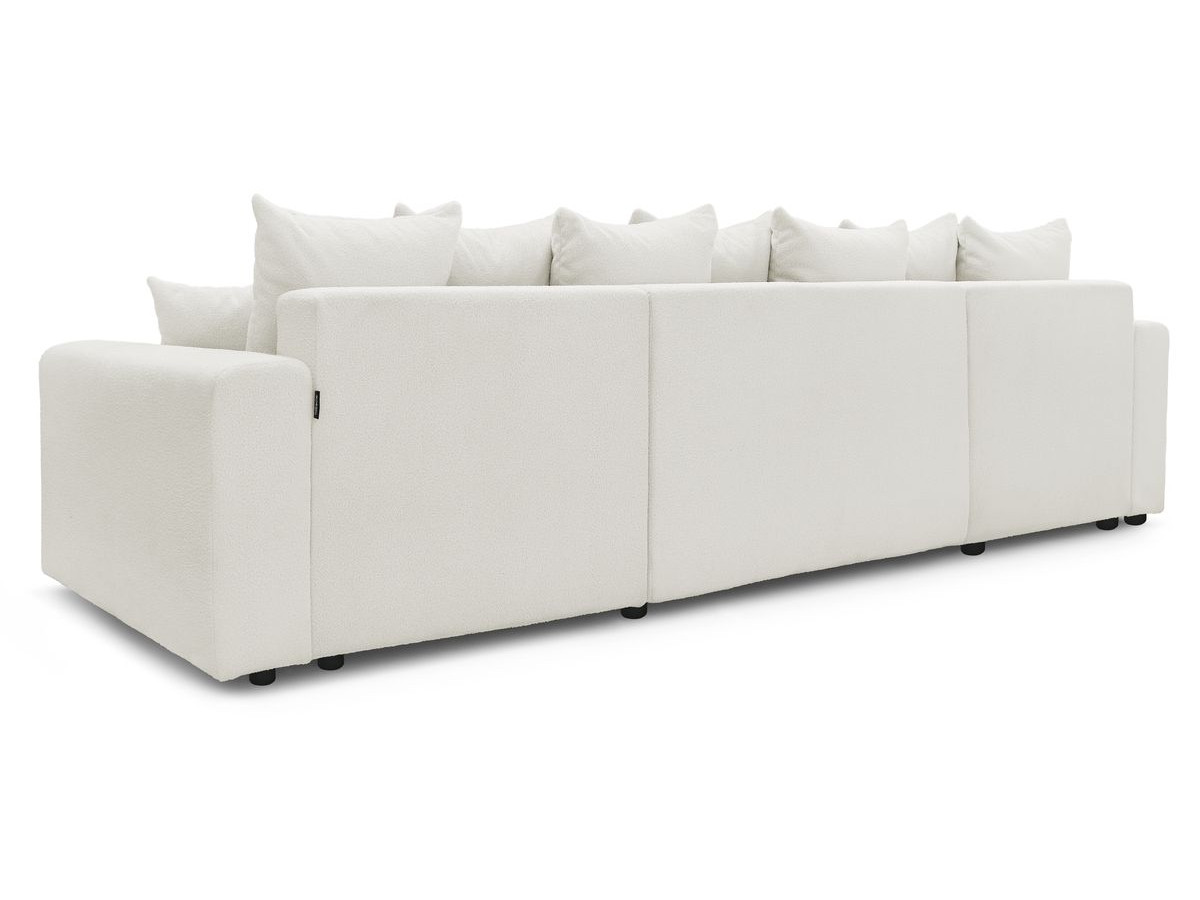 Canapé d'angle fixe EVEREST tissu chiné - Orange - Angle droit - 10 coussins