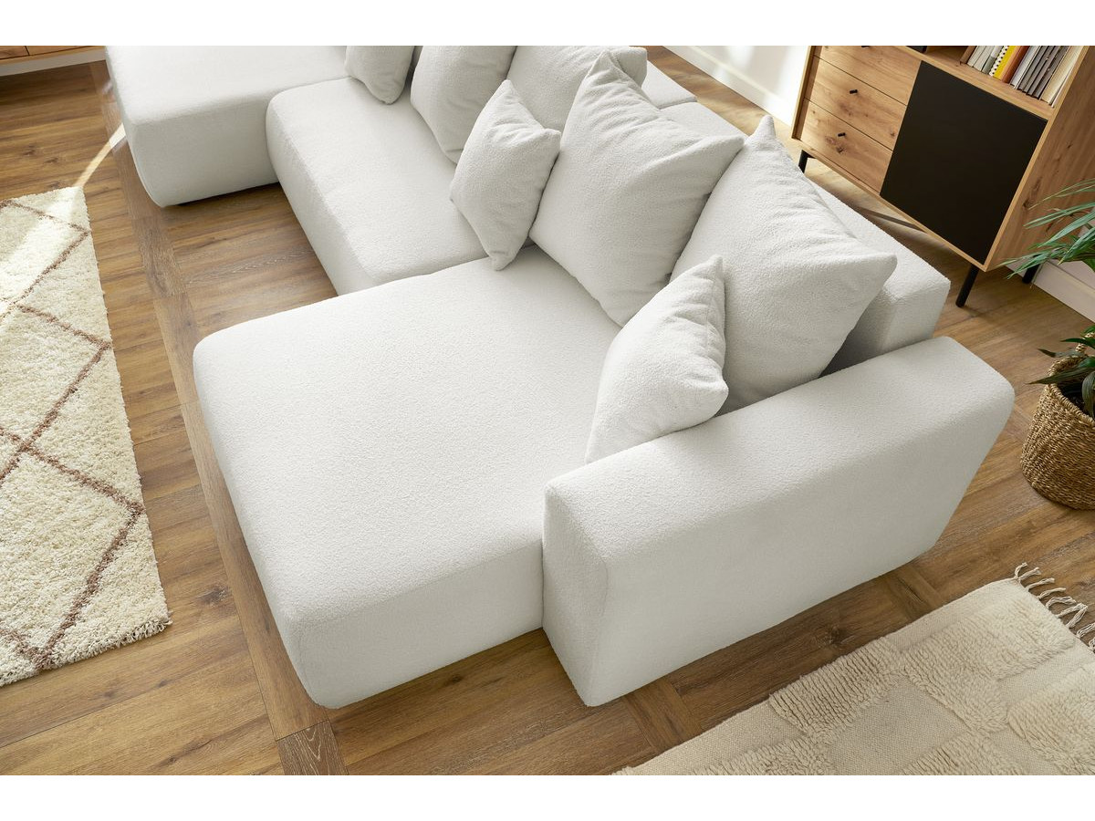 Canapé d'angle fixe EVEREST tissu chiné - Orange - Angle droit - 10 coussins