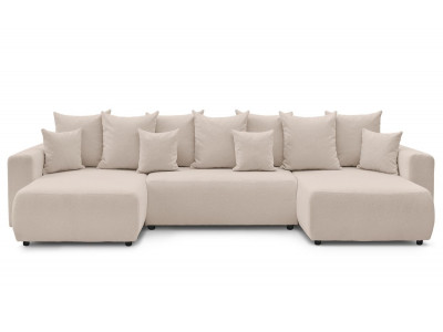 Canapé panoramique convertible coffre ENVY tissu bouclette