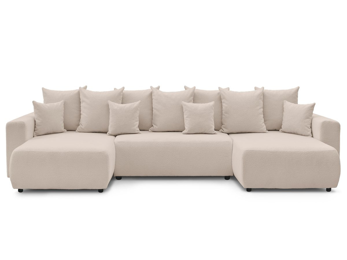 Canapé panoramique convertible coffre ENVY tissu bouclette