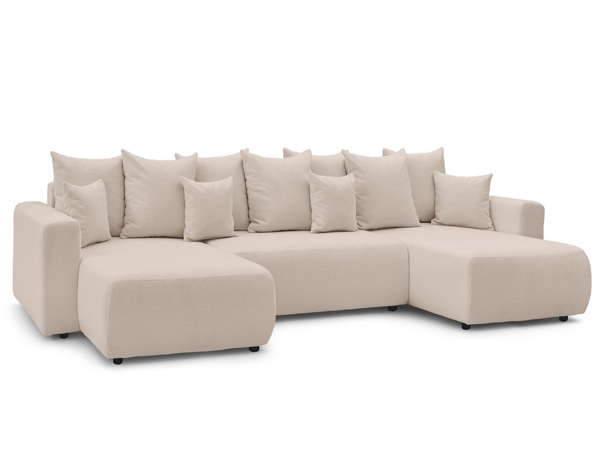Canapé panoramique convertible coffre ENVY tissu bouclette