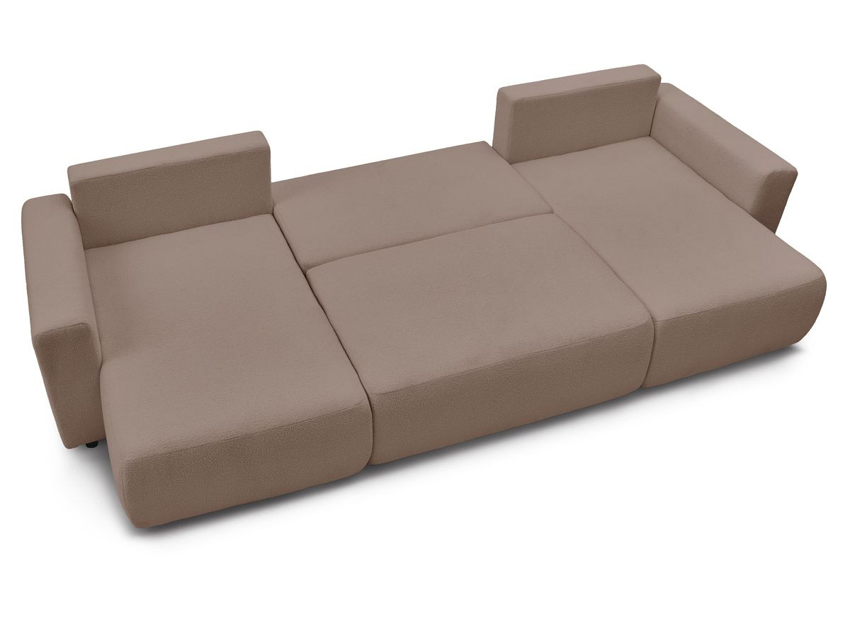 Canapé panoramique convertible coffre ENVY tissu bouclette