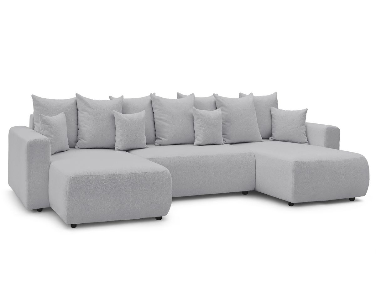 Canapé d'angle fixe EVEREST tissu chiné - Orange - Angle droit - 10 coussins