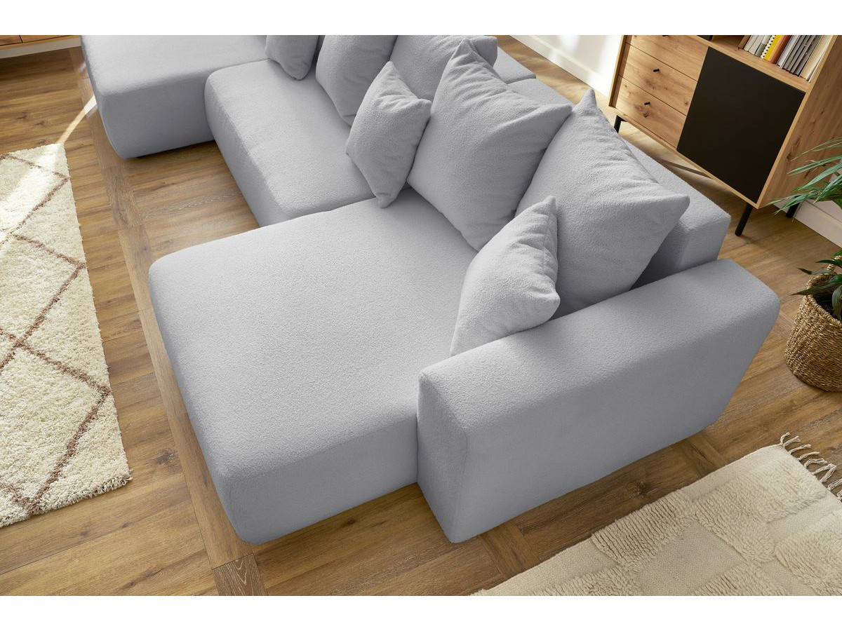 Canapé d'angle fixe EVEREST tissu chiné - Orange - Angle droit - 10 coussins