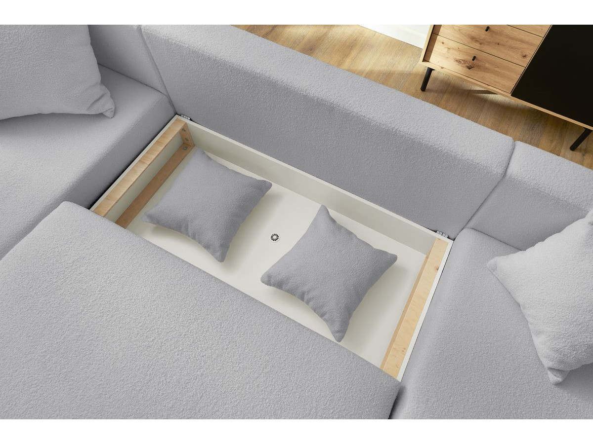Canapé d'angle fixe EVEREST tissu chiné - Orange - Angle droit - 10 coussins