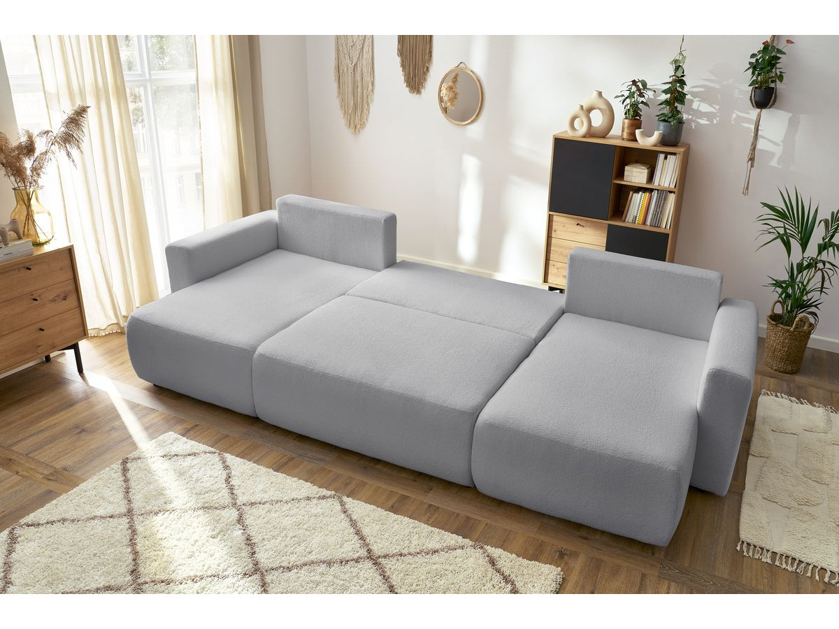 Canapé d'angle fixe EVEREST tissu chiné - Orange - Angle droit - 10 coussins