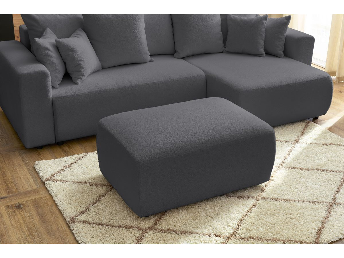 Canapé d'angle fixe EVEREST tissu chiné - Orange - Angle droit - 10 coussins