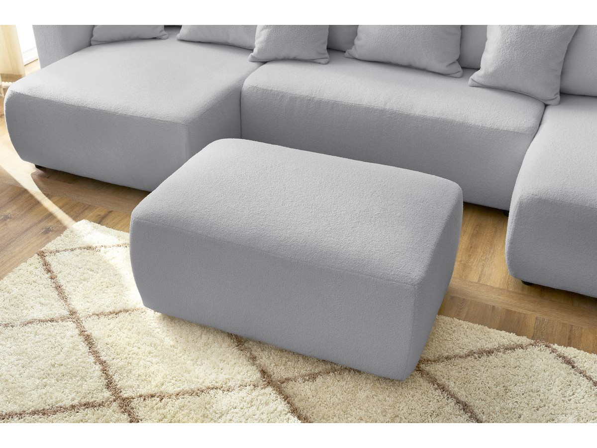 Canapé d'angle fixe EVEREST tissu chiné - Orange - Angle droit - 10 coussins