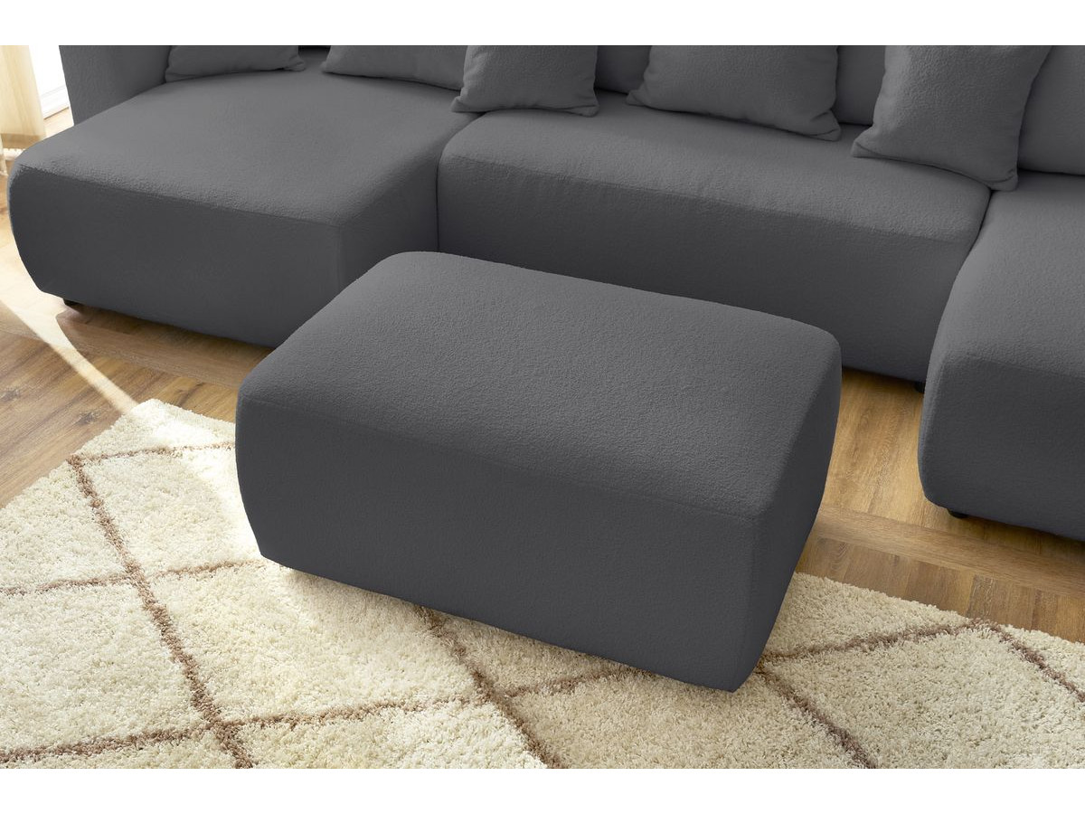 Canapé d'angle fixe EVEREST tissu chiné - Orange - Angle droit - 10 coussins