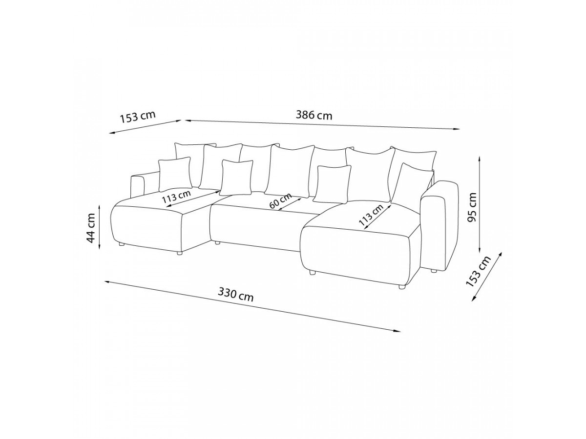 Canapé d'angle fixe EVEREST tissu chiné - Orange - Angle droit - 10 coussins