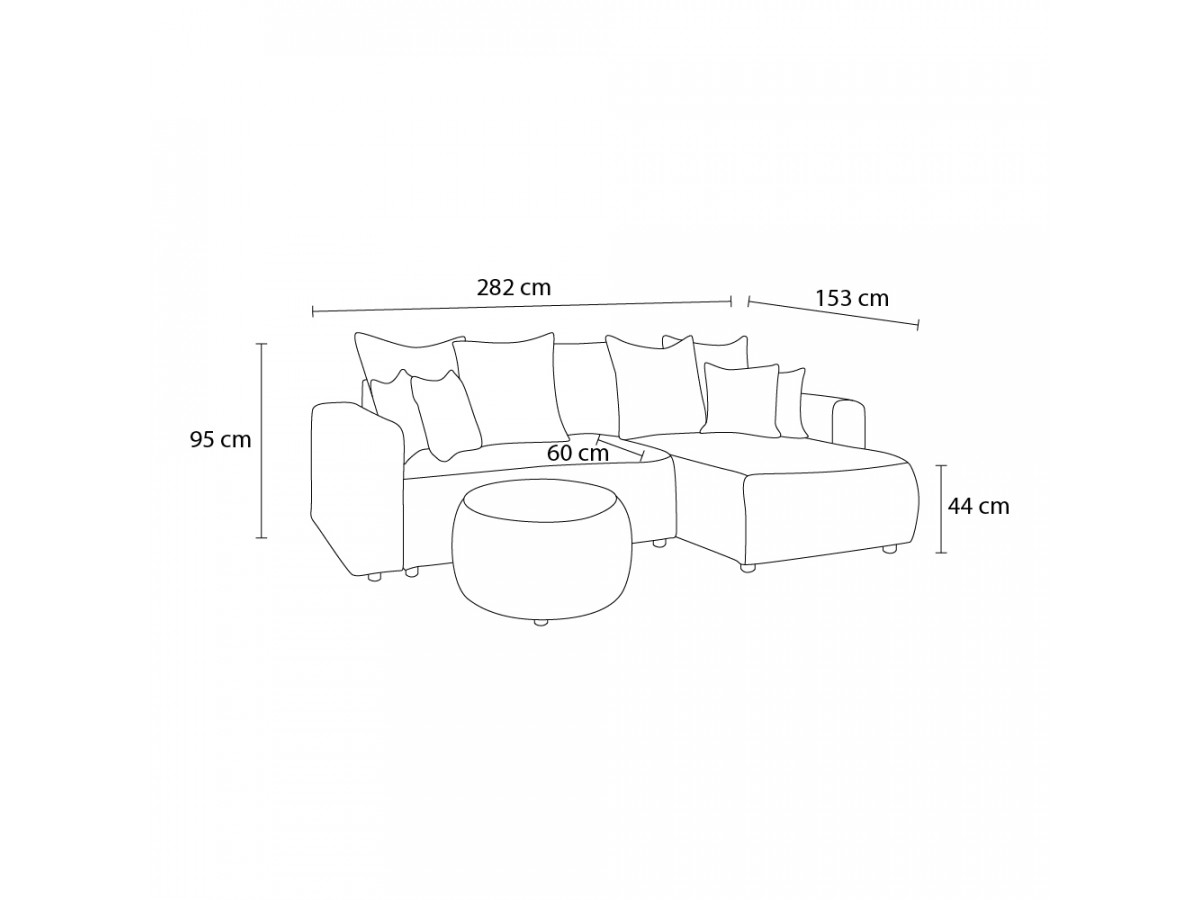 Canapé d'angle fixe EVEREST tissu chiné - Orange - Angle droit - 10 coussins