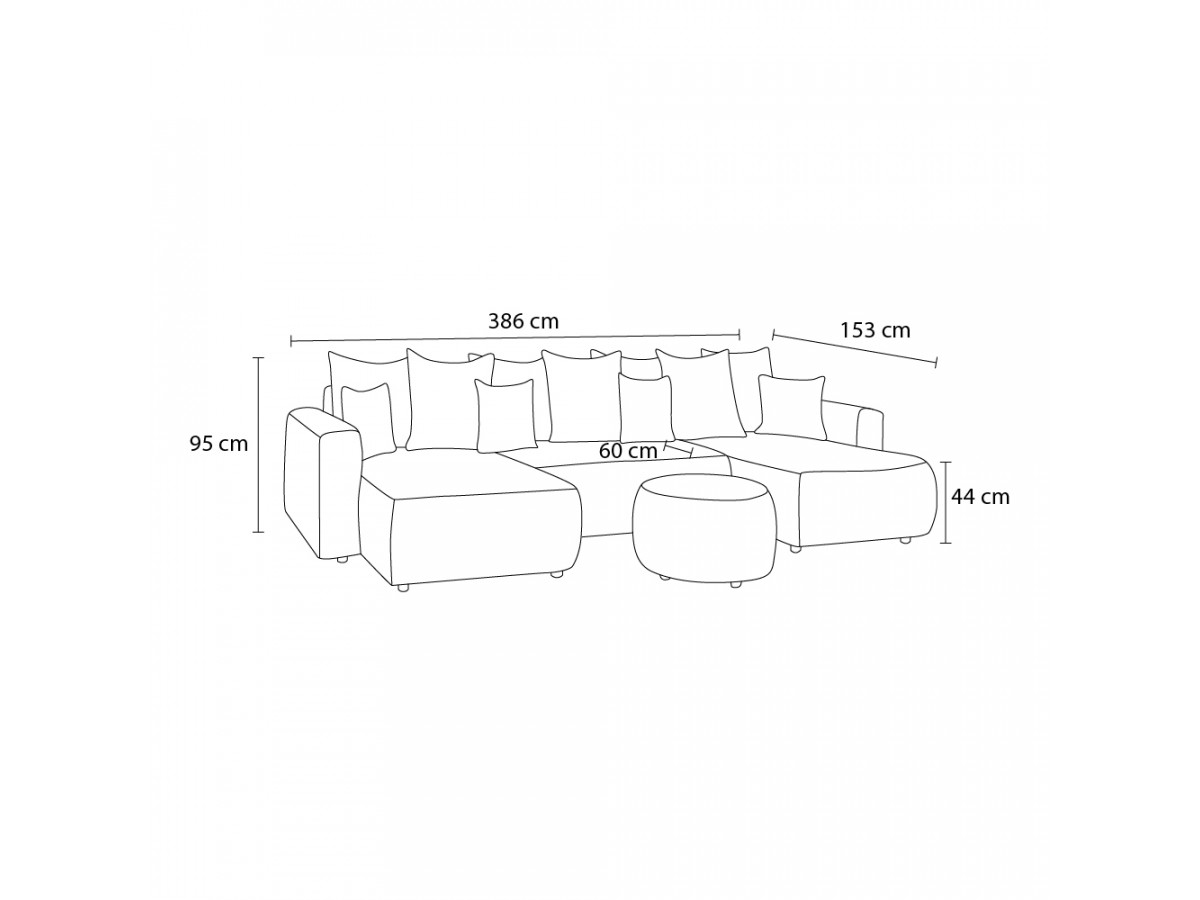 Canapé d'angle fixe EVEREST tissu chiné - Orange - Angle droit - 10 coussins