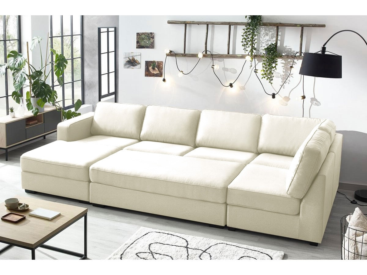 Mega canapé panoramique convertible 8 places beige angle gauche - Vue supplémentaire 3