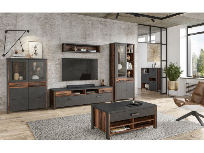 Séjour complet meuble Tv, table basse, buffet et buffet haut TINO