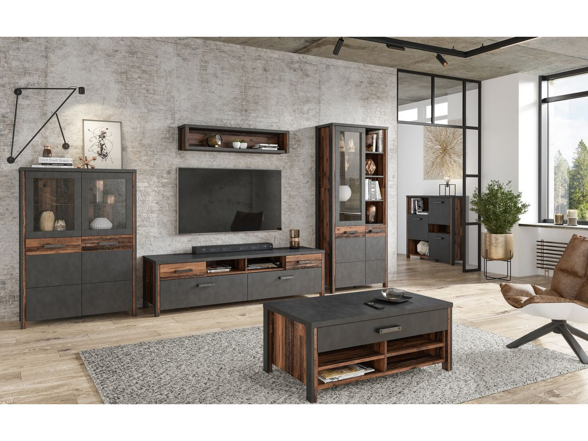 Séjour complet meuble Tv table basse buffet et buffet haut TINO