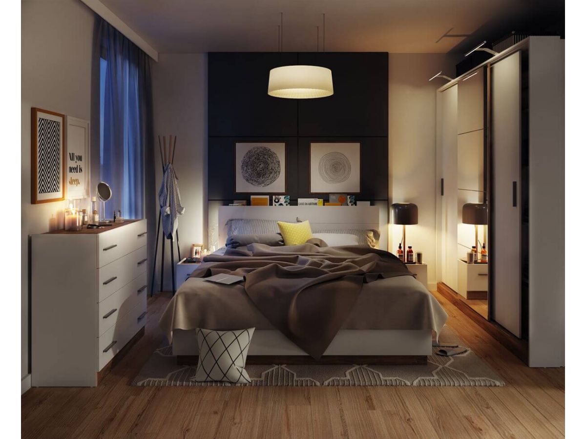 Complete slaapkamer met opbergbed, kledingkast, ladekast en twee ZENITA nachtkastjes