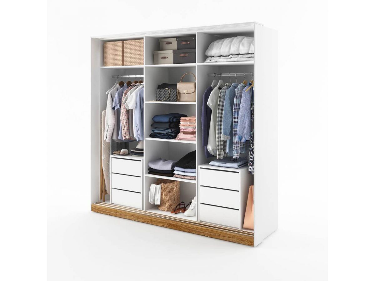 Complete slaapkamer met opbergbed, kledingkast, ladekast en twee ZENITA nachtkastjes