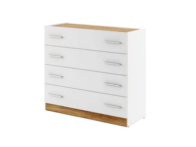 Commode 4 tiroirs ZENITA Blanc et chêne