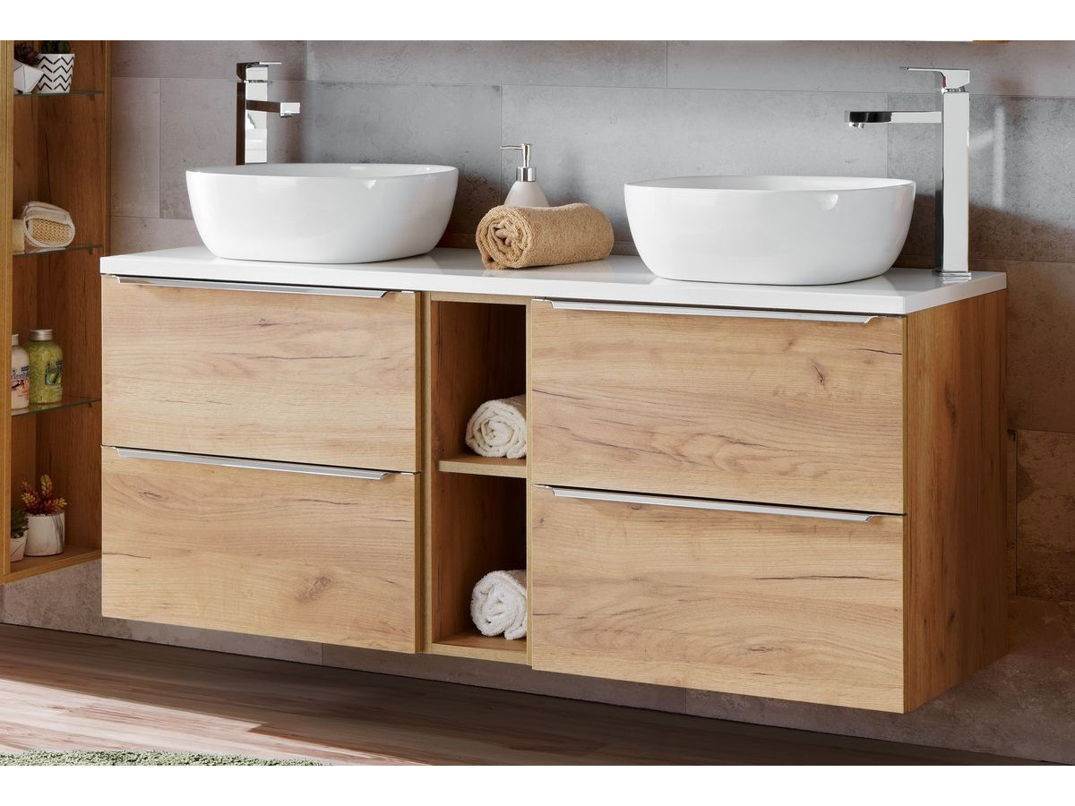 CINDY eiken dubbele spoelbak 140 cm