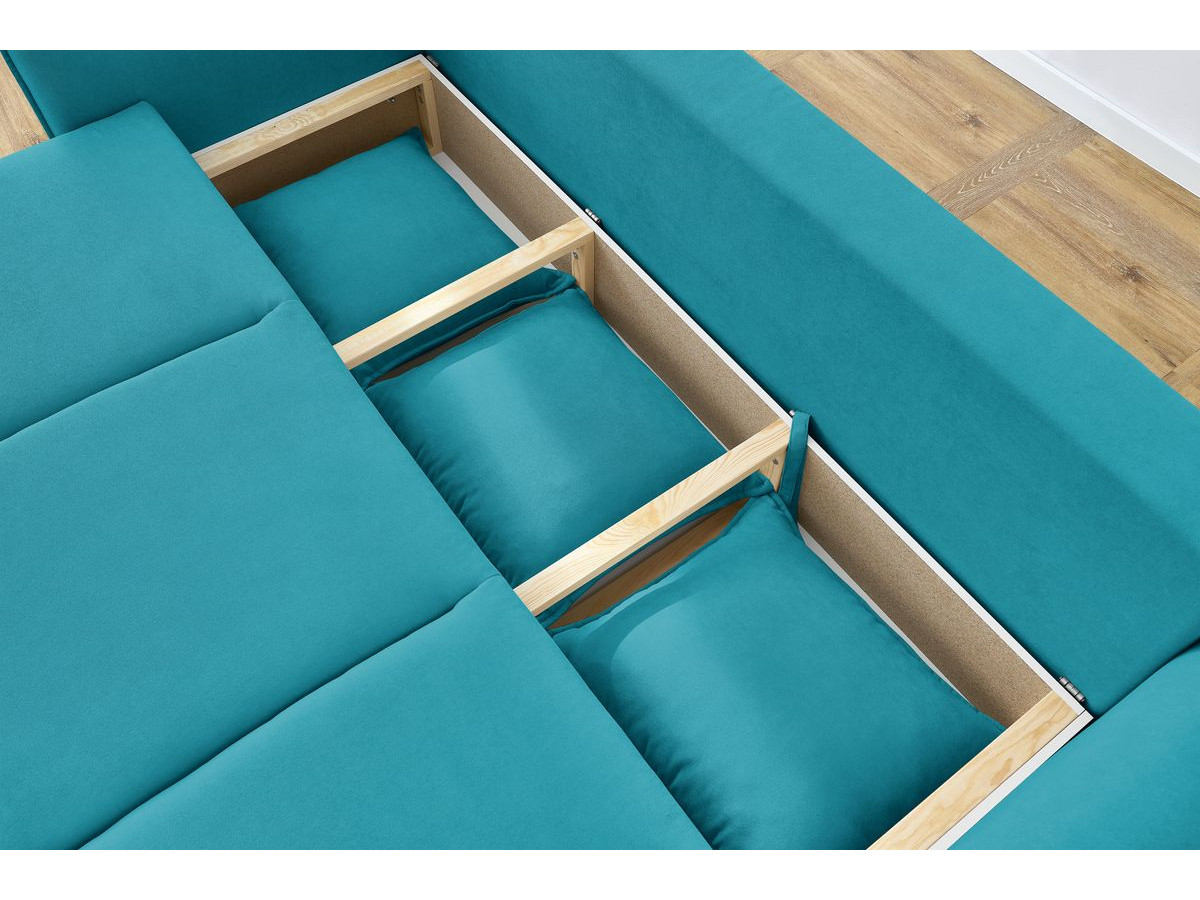 Canapé d'angle fixe EVEREST tissu chiné - Orange - Angle droit - 10 coussins