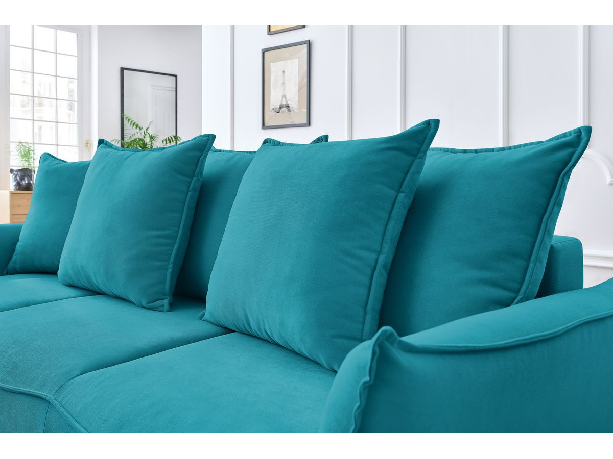 Canapé d'angle fixe EVEREST tissu chiné - Orange - Angle droit - 10 coussins