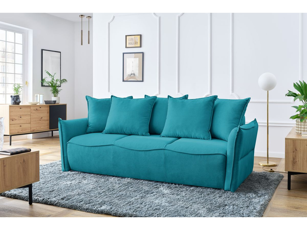 Canapé d'angle fixe EVEREST tissu chiné - Orange - Angle droit - 10 coussins