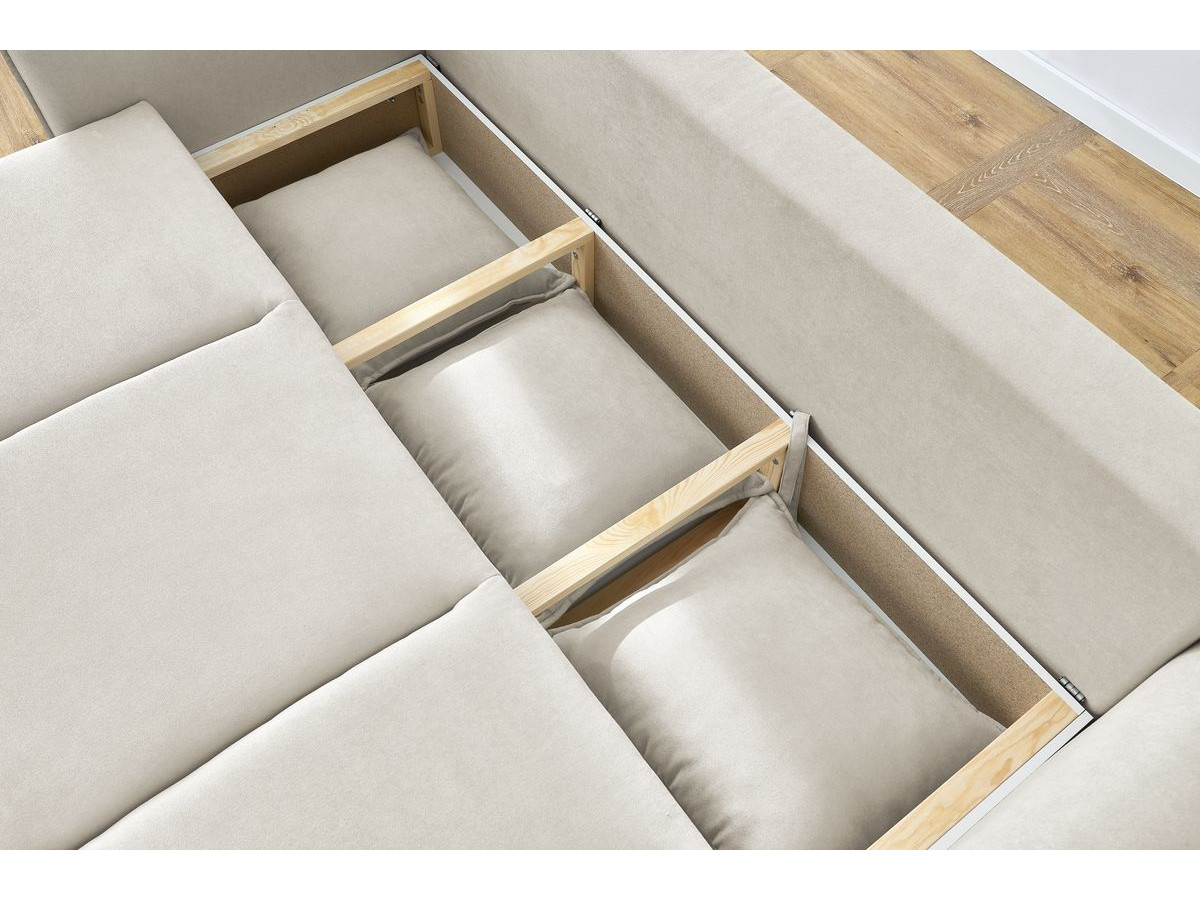 Canapé d'angle fixe EVEREST tissu chiné - Orange - Angle droit - 10 coussins