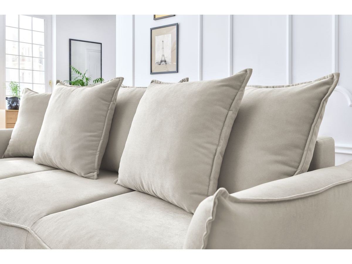 Canapé d'angle fixe EVEREST tissu chiné - Orange - Angle droit - 10 coussins
