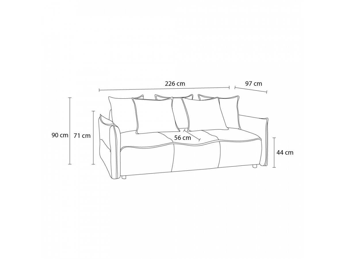 Canapé d'angle fixe EVEREST tissu chiné - Orange - Angle droit - 10 coussins