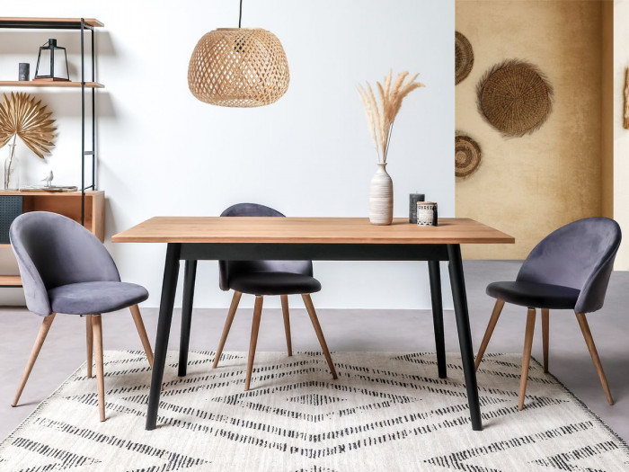 Table à manger 150 cm KATIO Couleur Noir et Bois clair