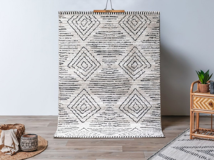 Tapis poils ras BAHA motif berbère