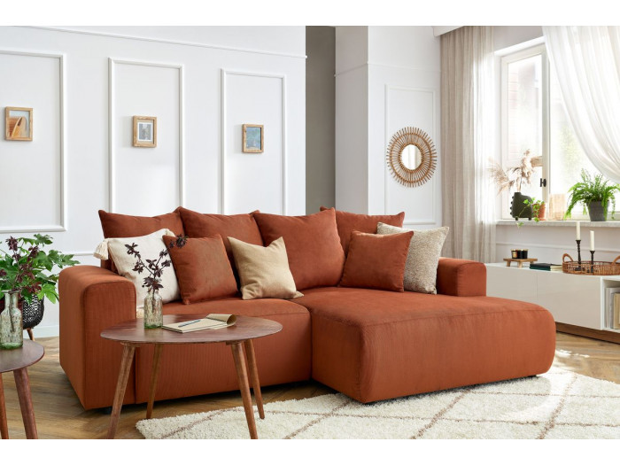 Canapé d'angle fixe ENJOY Velours côtelé