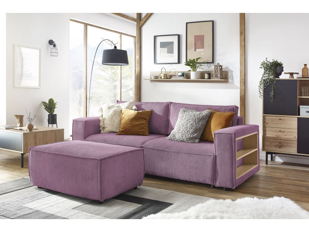 NIHAD corduroy omvormbare rechte bank met opbergvak en voetenbank
