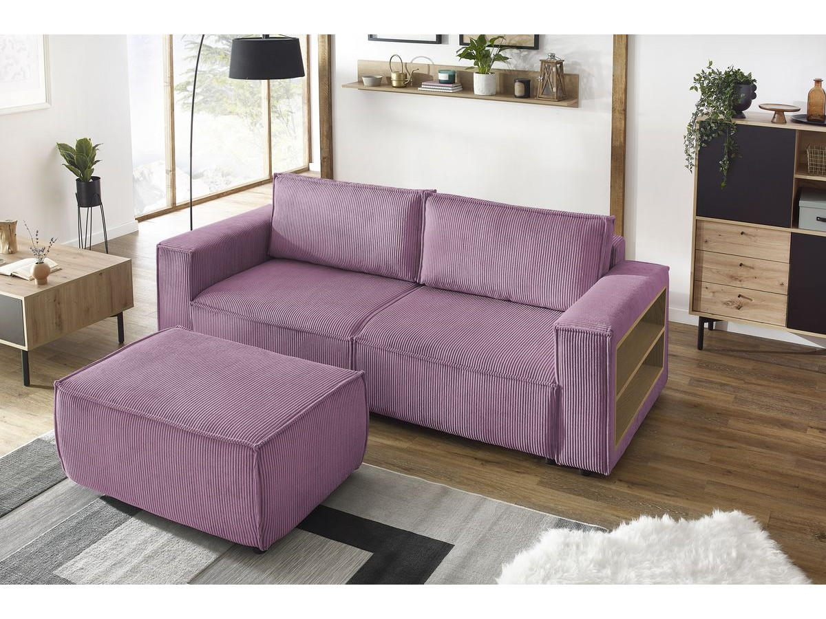 NIHAD corduroy omvormbare rechte bank met opbergvak en voetenbank