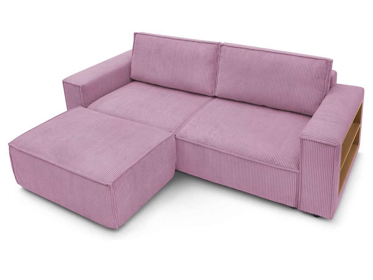 nihad corduroy omvormbare rechte bank met opbergvak en voetenbank gekleurd paars