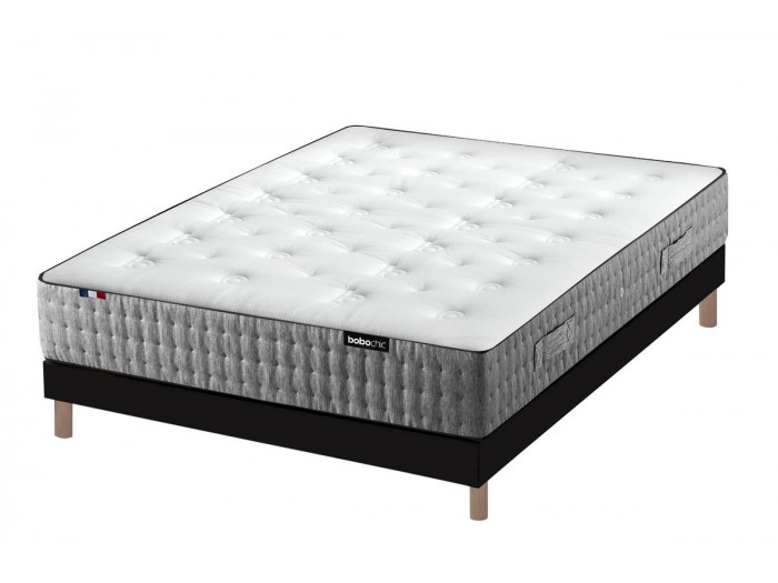 Ensemble matelas SUZANNE 30 cm 672 ressorts ensachés 7 zones + sommier tapissier + pieds