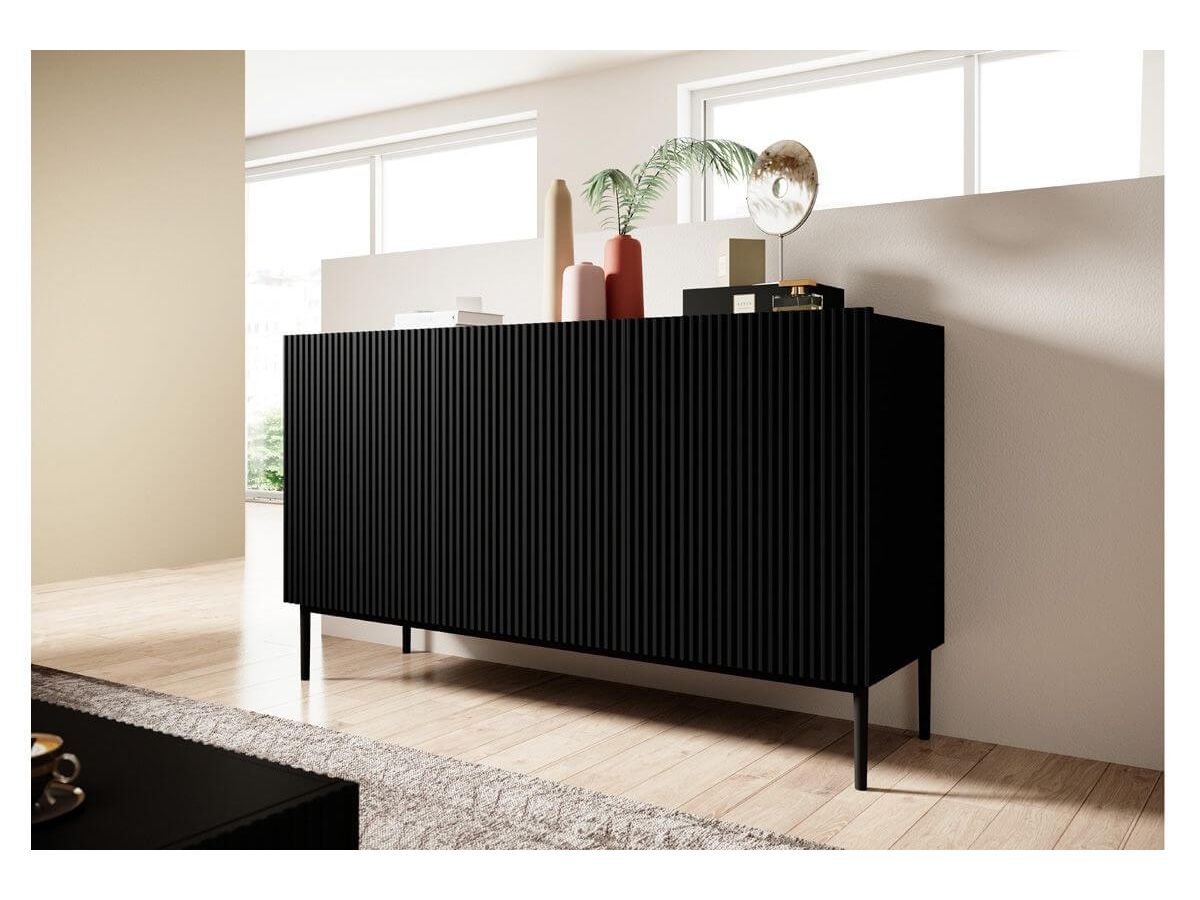 Buffet 2 portes 150 cm KASHA pieds noirs