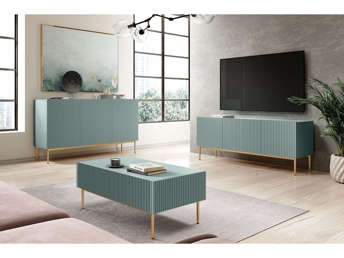kasha 3-deurs dressoir 150 cm gouden poten gekleurd lichtblauw
