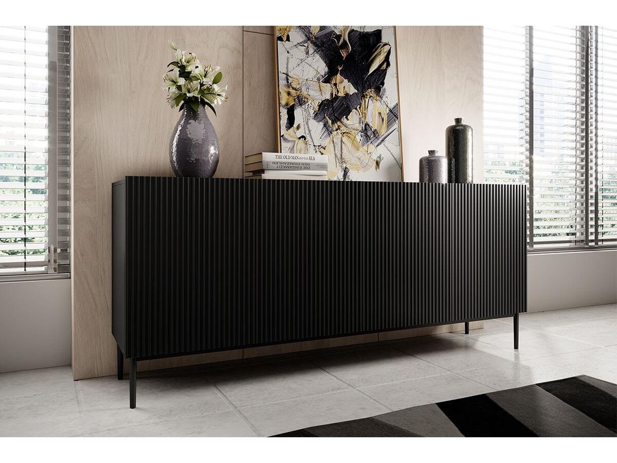 Buffet 4 portes 200 cm KASHA pieds noirs